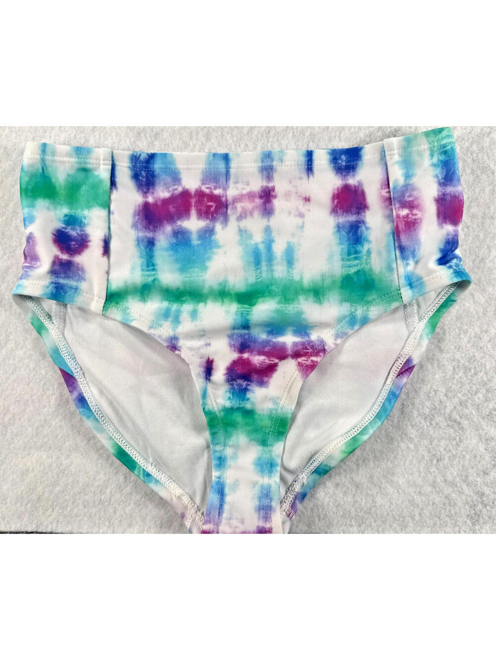 DSG Girls Medium Tie Dye Blue Purple High Waisted Bikini Bottom NWT